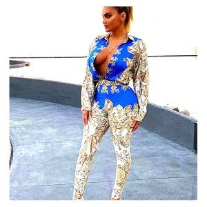 Sexy Bodycon Bodysuit & Pants Vintage BaroqueStyle